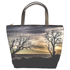 Coastal Sunset Scene At Montevideo City, Uruguay Bucket Bag by dflcprintsclothing