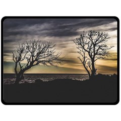 Coastal Sunset Scene At Montevideo City, Uruguay Fleece Blanket (large)  by dflcprintsclothing