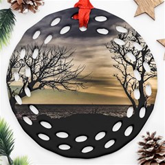 Coastal Sunset Scene At Montevideo City, Uruguay Round Filigree Ornament (two Sides)