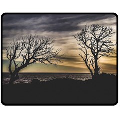 Coastal Sunset Scene At Montevideo City, Uruguay Double Sided Fleece Blanket (medium)  by dflcprintsclothing