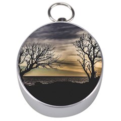 Coastal Sunset Scene At Montevideo City, Uruguay Silver Compasses by dflcprintsclothing