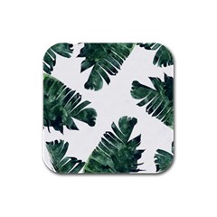 Green Banana Leaves Rubber Square Coaster (4 Pack)  by goljakoff