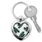 Green banana leaves Key Chain (Heart) Front