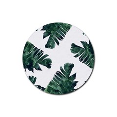 Green Banana Leaves Rubber Round Coaster (4 Pack)  by goljakoff