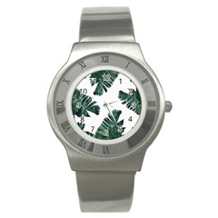 Green Banana Leaves Stainless Steel Watch by goljakoff