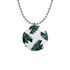 Green Banana Leaves 1  Button Necklace by goljakoff