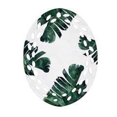 Green Banana Leaves Oval Filigree Ornament (two Sides) by goljakoff