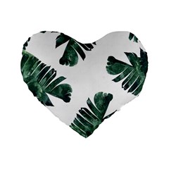 Green Banana Leaves Standard 16  Premium Heart Shape Cushions by goljakoff