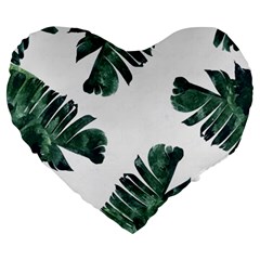 Green Banana Leaves Large 19  Premium Heart Shape Cushions by goljakoff