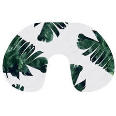 Green Banana Leaves Travel Neck Pillow by goljakoff