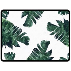 Green Banana Leaves Double Sided Fleece Blanket (large)  by goljakoff