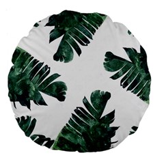 Green Banana Leaves Large 18  Premium Flano Round Cushions by goljakoff