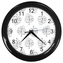 Doodle Leaves Wall Clock (black) by goljakoff