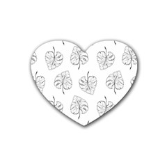 Doodle Leaves Rubber Coaster (heart)  by goljakoff