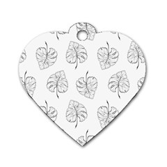 Doodle Leaves Dog Tag Heart (one Side) by goljakoff