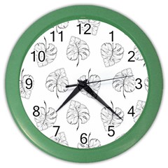 Doodle Leaves Color Wall Clock by goljakoff