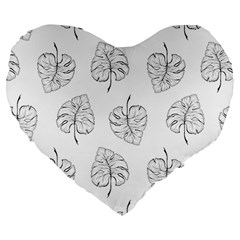 Doodle Leaves Large 19  Premium Flano Heart Shape Cushions by goljakoff