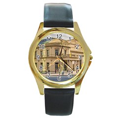 Solis Theater Exterior View, Montevideo, Uruguay Round Gold Metal Watch by dflcprintsclothing