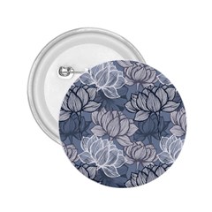 Art Deco Blue And Grey Lotus Flower Leaves Floral Japanese Hand Drawn Lily 2 25  Buttons by DigitalArsiart