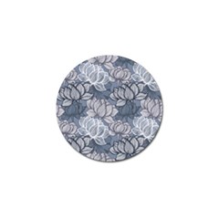 Art Deco Blue And Grey Lotus Flower Leaves Floral Japanese Hand Drawn Lily Golf Ball Marker (10 Pack) by DigitalArsiart