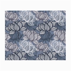 Art Deco Blue And Grey Lotus Flower Leaves Floral Japanese Hand Drawn Lily Small Glasses Cloth by DigitalArsiart