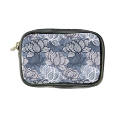 Art Deco Blue And Grey Lotus Flower Leaves Floral Japanese Hand Drawn Lily Coin Purse by DigitalArsiart