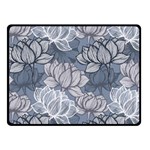 Art deco Blue and grey lotus Flower Leaves Floral Japanese hand drawn lily Fleece Blanket (Small) 50 x40  Blanket Front