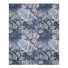 Art Deco Blue And Grey Lotus Flower Leaves Floral Japanese Hand Drawn Lily Shower Curtain 60  X 72  (medium)  by DigitalArsiart