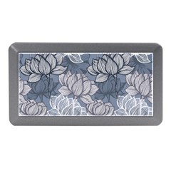 Art Deco Blue And Grey Lotus Flower Leaves Floral Japanese Hand Drawn Lily Memory Card Reader (mini) by DigitalArsiart