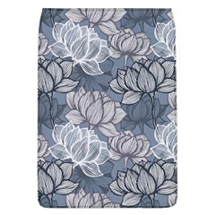 Art Deco Blue And Grey Lotus Flower Leaves Floral Japanese Hand Drawn Lily Removable Flap Cover (l) by DigitalArsiart