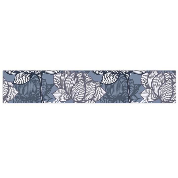 Art deco Blue and grey lotus Flower Leaves Floral Japanese hand drawn lily Large Flano Scarf 