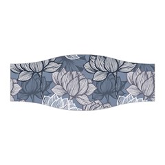 Art Deco Blue And Grey Lotus Flower Leaves Floral Japanese Hand Drawn Lily Stretchable Headband by DigitalArsiart