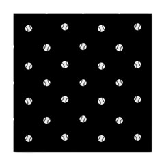 Black And White Baseball Motif Pattern Tile Coaster by dflcprintsclothing