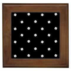 Black And White Baseball Motif Pattern Framed Tile by dflcprintsclothing