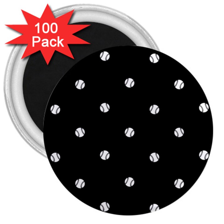 Black And White Baseball Motif Pattern 3  Magnets (100 pack)