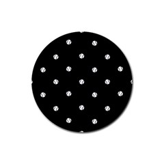 Black And White Baseball Motif Pattern Rubber Round Coaster (4 Pack)  by dflcprintsclothing