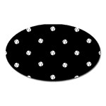 Black And White Baseball Motif Pattern Oval Magnet Front