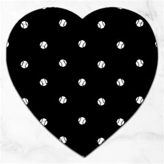 Black And White Baseball Motif Pattern Jigsaw Puzzle (heart) by dflcprintsclothing