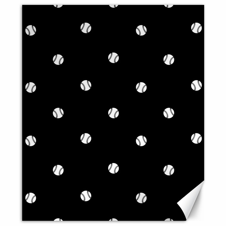 Black And White Baseball Motif Pattern Canvas 8  x 10 