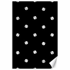 Black And White Baseball Motif Pattern Canvas 24  X 36  by dflcprintsclothing