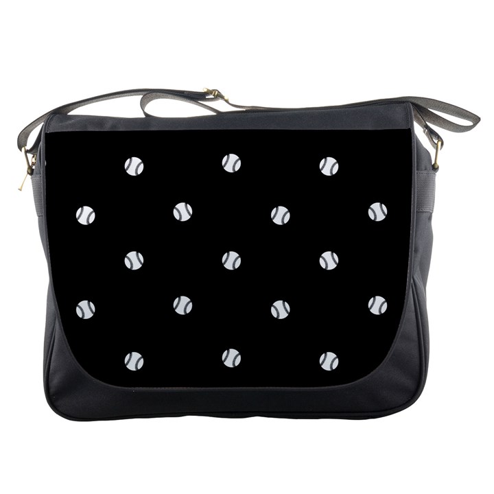 Black And White Baseball Motif Pattern Messenger Bag