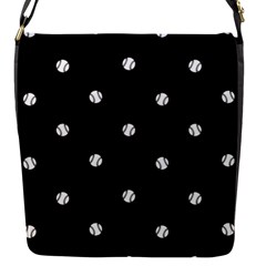 Black And White Baseball Motif Pattern Flap Closure Messenger Bag (s)