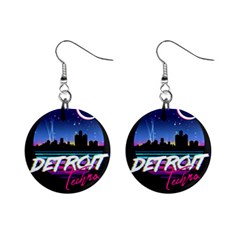 Detroit Techo Mini Button Earrings