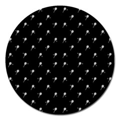 Black And White Tennis Motif Print Pattern Magnet 5  (round) by dflcprintsclothing