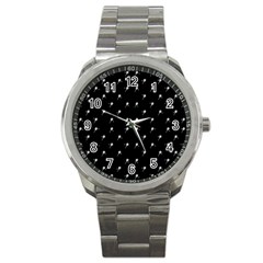 Black And White Tennis Motif Print Pattern Sport Metal Watch by dflcprintsclothing