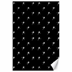 Black And White Tennis Motif Print Pattern Canvas 24  X 36  by dflcprintsclothing