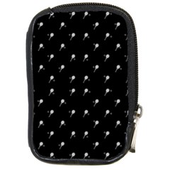 Black And White Tennis Motif Print Pattern Compact Camera Leather Case by dflcprintsclothing