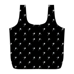 Black And White Tennis Motif Print Pattern Full Print Recycle Bag (l) by dflcprintsclothing