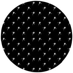 Black And White Tennis Motif Print Pattern Wooden Puzzle Round