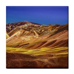 Colored Mountains Landscape, La Rioja, Argentina Tile Coaster by dflcprintsclothing